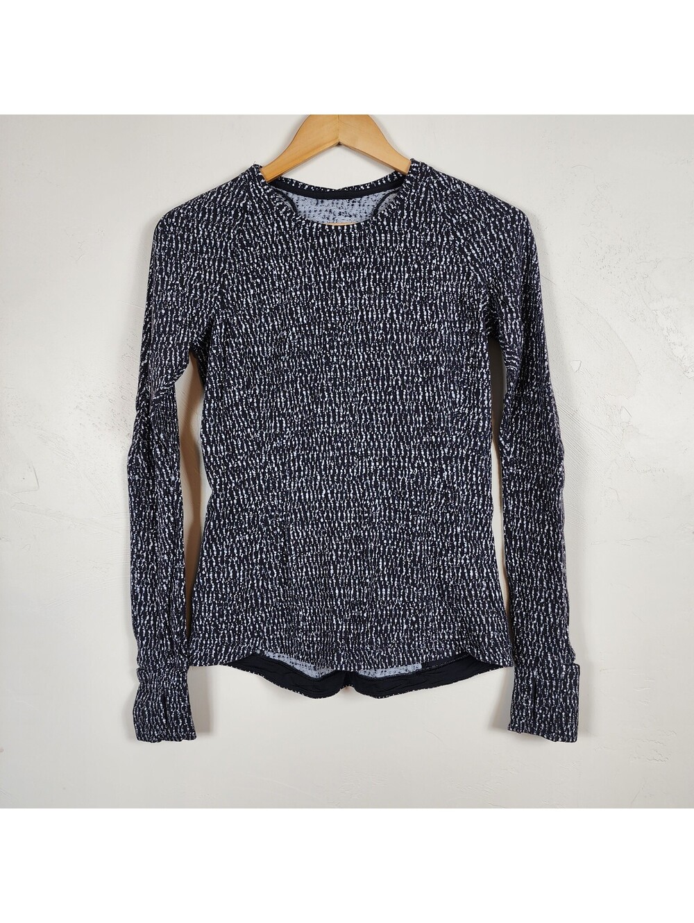 Lululemon Runderful Long Sleeve Top Reconnect Jacquard Black White Size 8